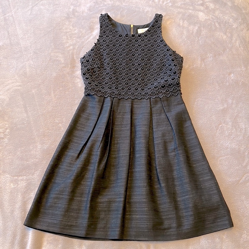 LOFT Black Woven Lace sleeveless Dress 0 Petite - Picture 4 of 16